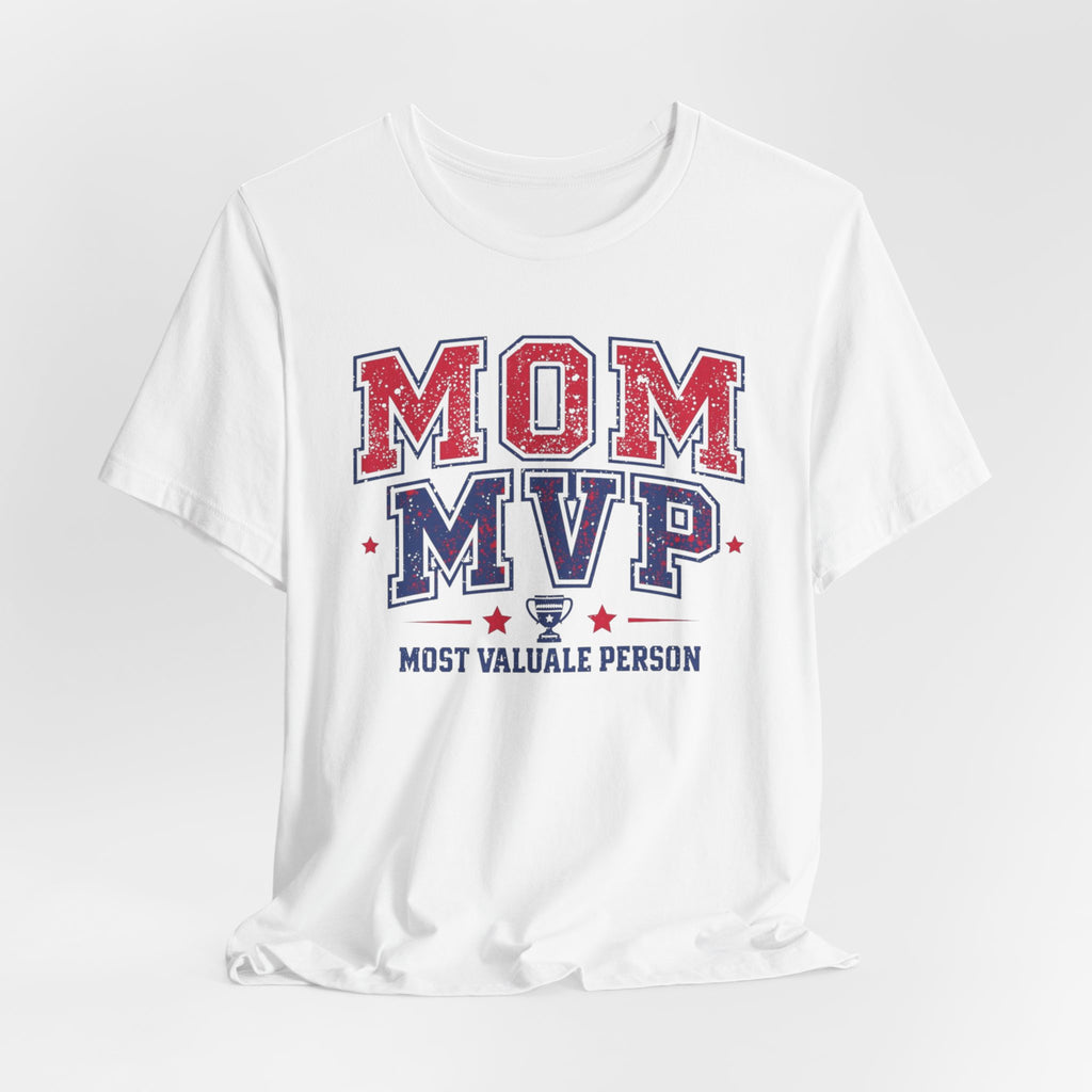Unisex Jersey Short Sleeve Tee, Mother’s Day Mom MVP Shirt, Most Valuable Mom T-Shirt, Sports Mom Gift, Baseball Football Mom Tee, Athletic Varsity Style Shirt