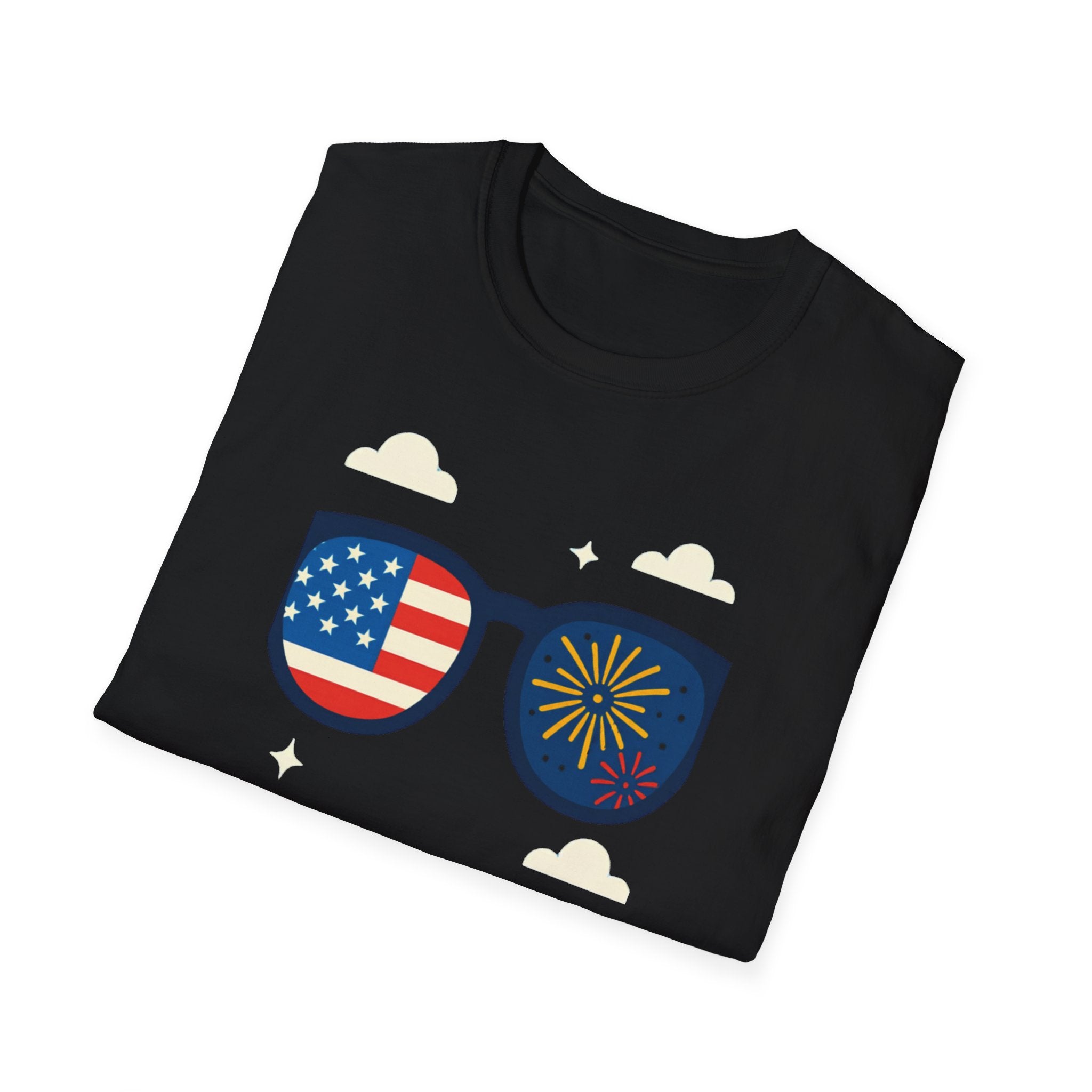 Unisex Softstyle T-Shirt, Happy Independence Day Cool USA Shirt, Patriotic Sunglasses Tee, Funny 4th of July Shirt