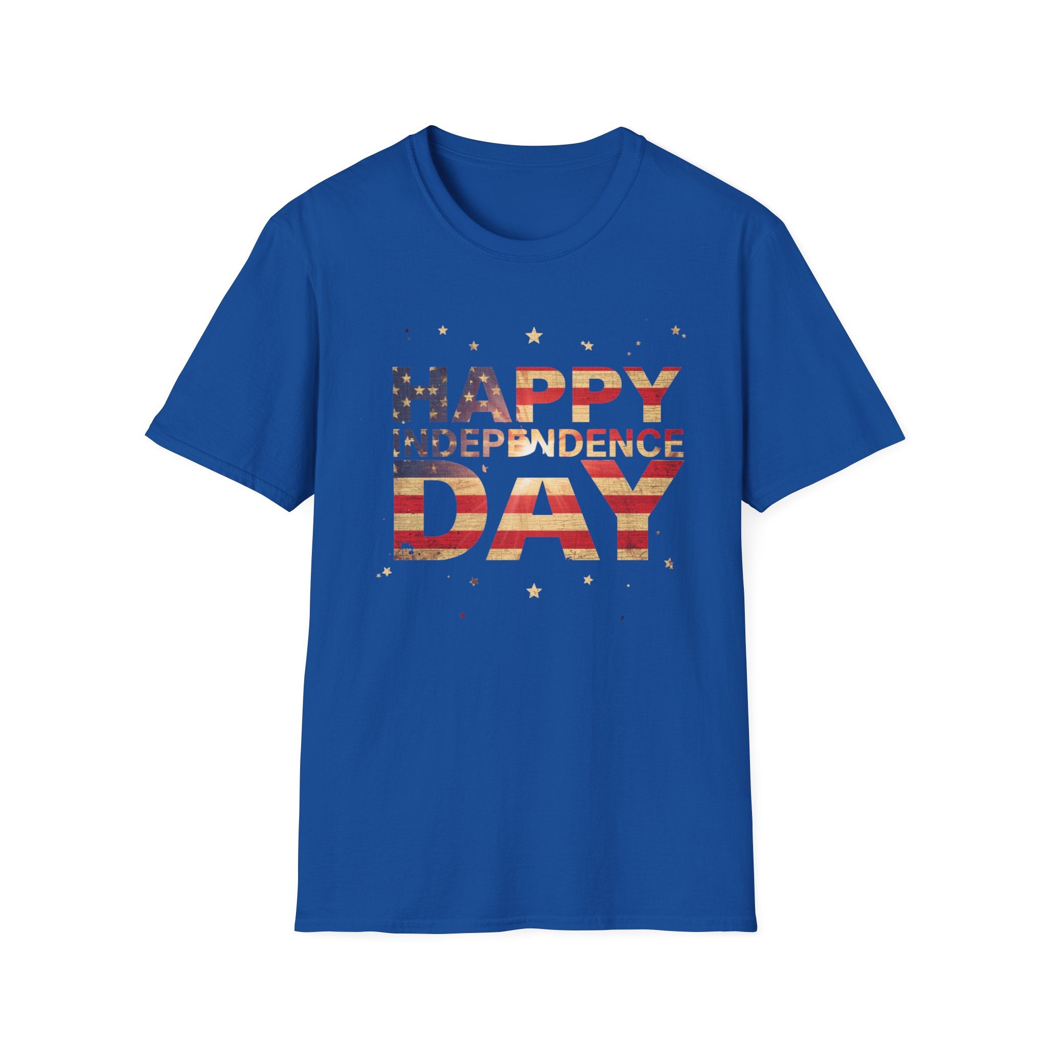 Unisex Softstyle T-Shirt, Happy Independence Day Minimal Shirt, Modern Patriotic Tee, Simple USA Shirt