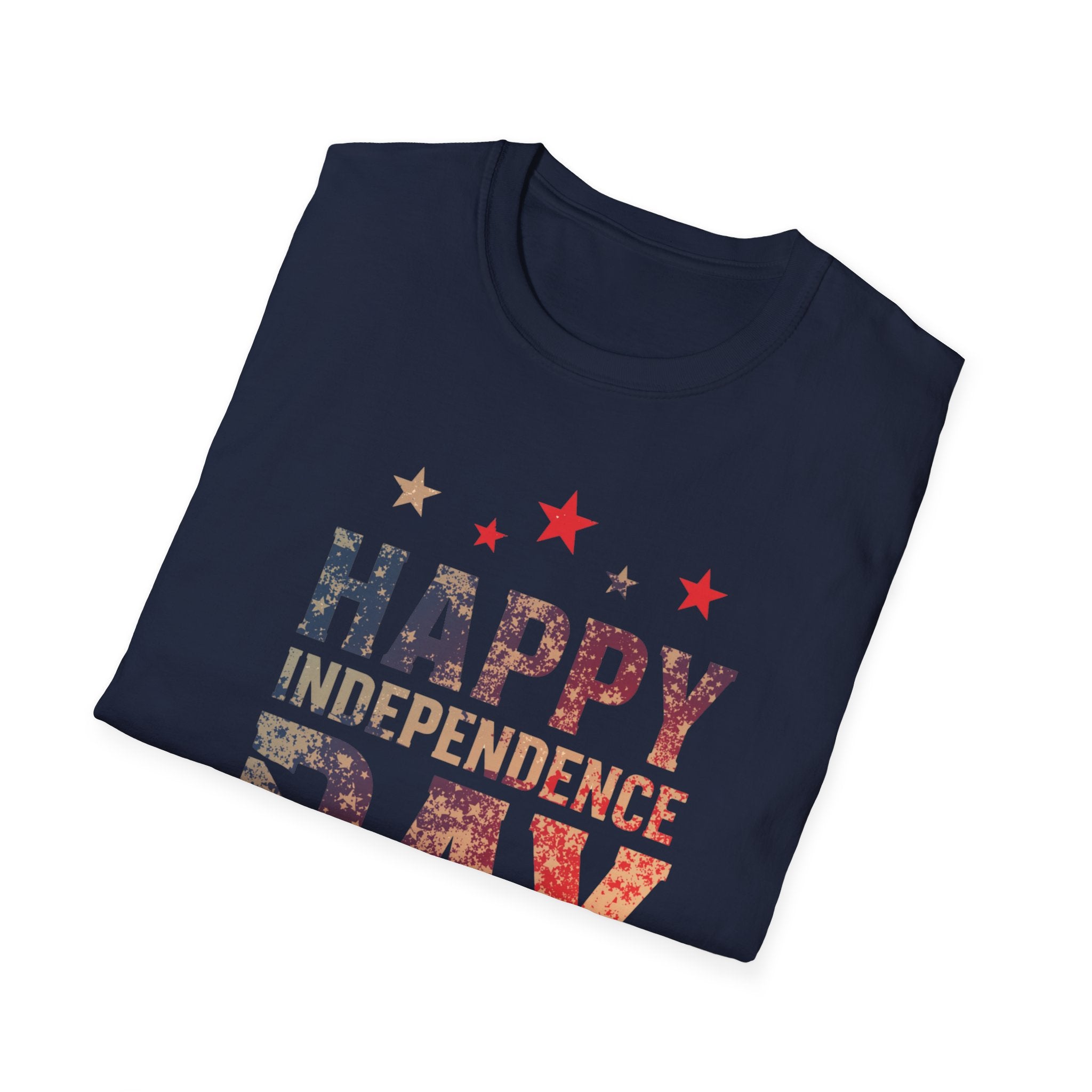 Unisex Softstyle T-Shirt, Happy Independence Day Minimal Shirt, Modern Patriotic Tee, Simple USA Shirt