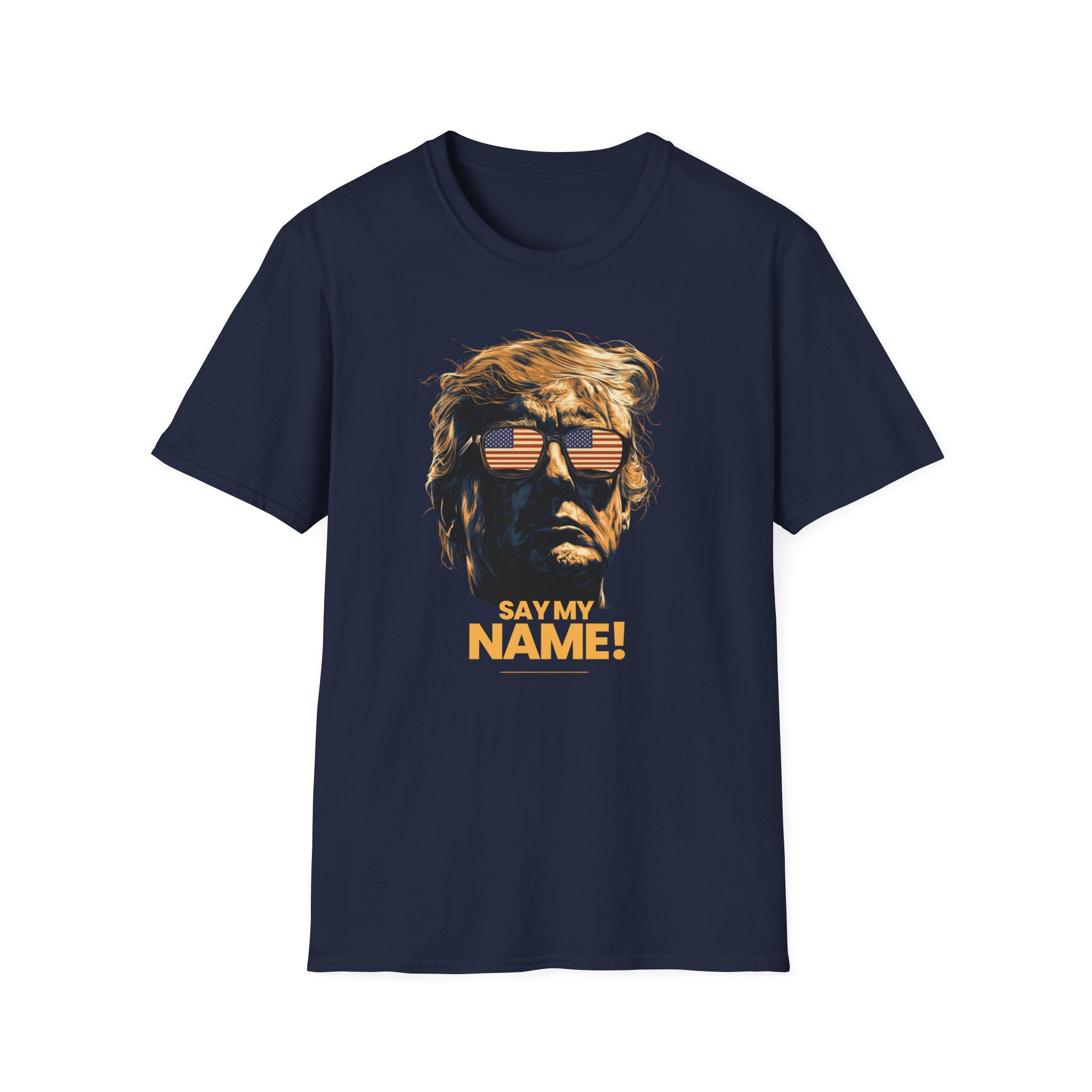 Unisex Softstyle T-Shirt, Whats My Name Shirt Minimal Trump Tee, Streetwear Graphic Tee, Funny Political Shirt, Trendy Minimalist Shirt