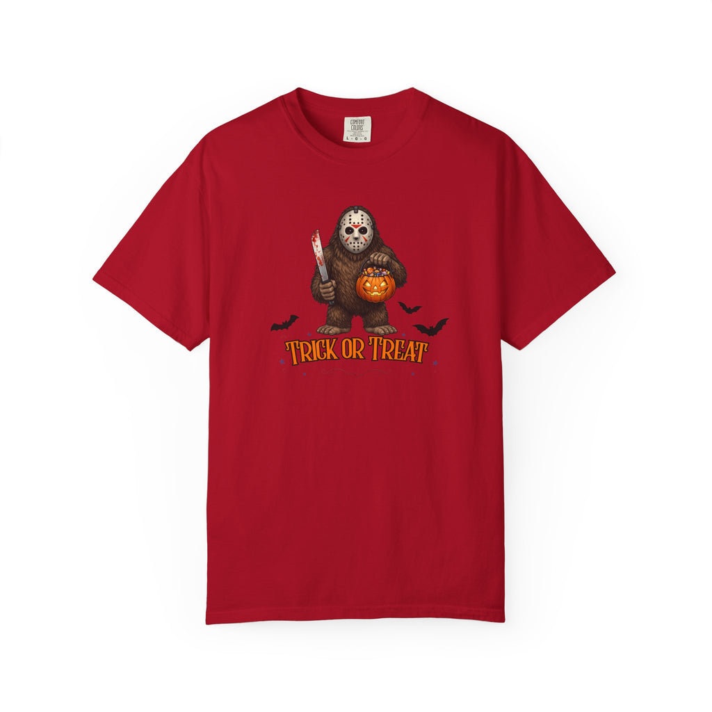 Unisex Garment-Dyed T-shirt, big foot wearing Jason mask