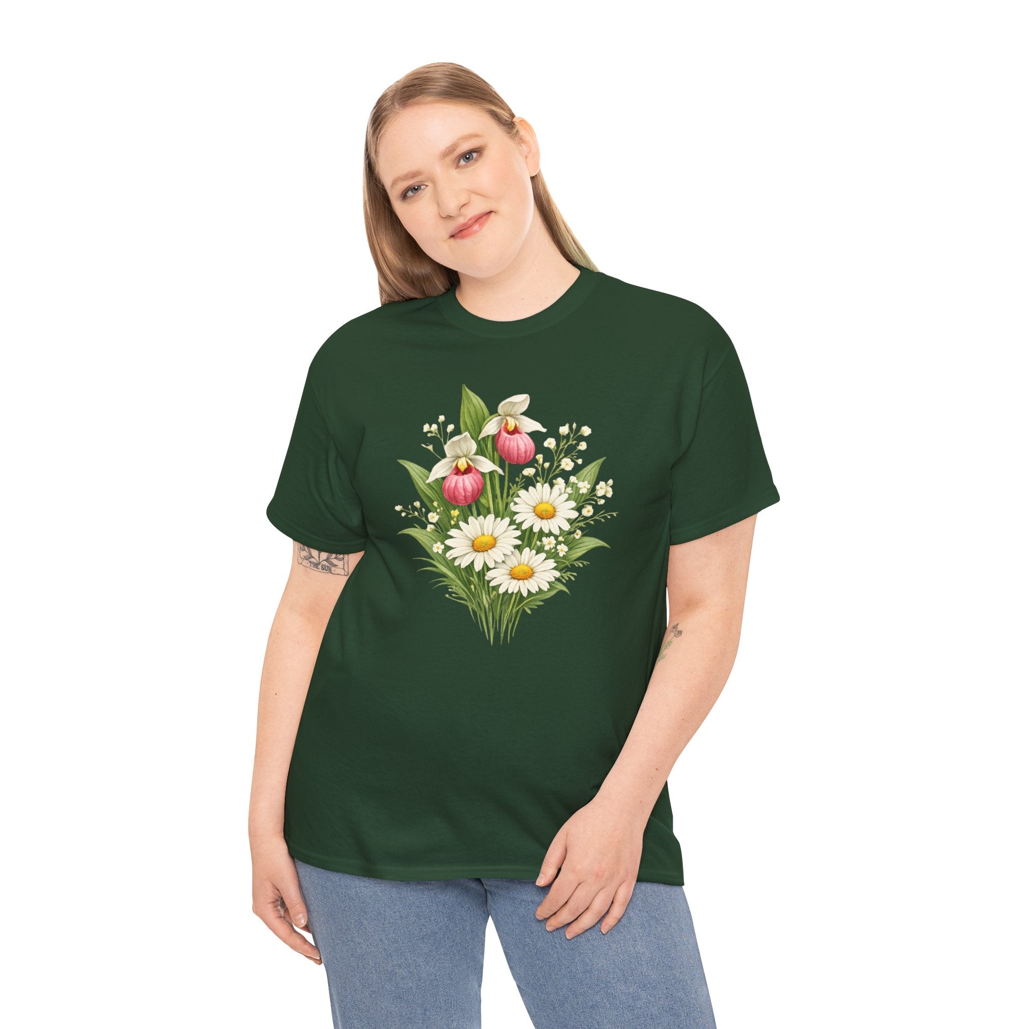 Unisex Heavy Cotton Tee, spring floral