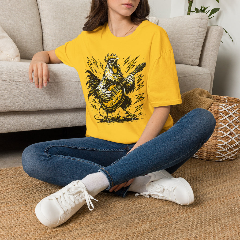 Unisex Softstyle T-Shirt, rooster playing guitar