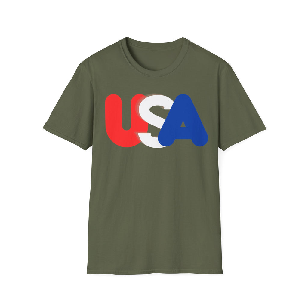 Unisex Softstyle T-Shirt, red, white and blue USA shirt