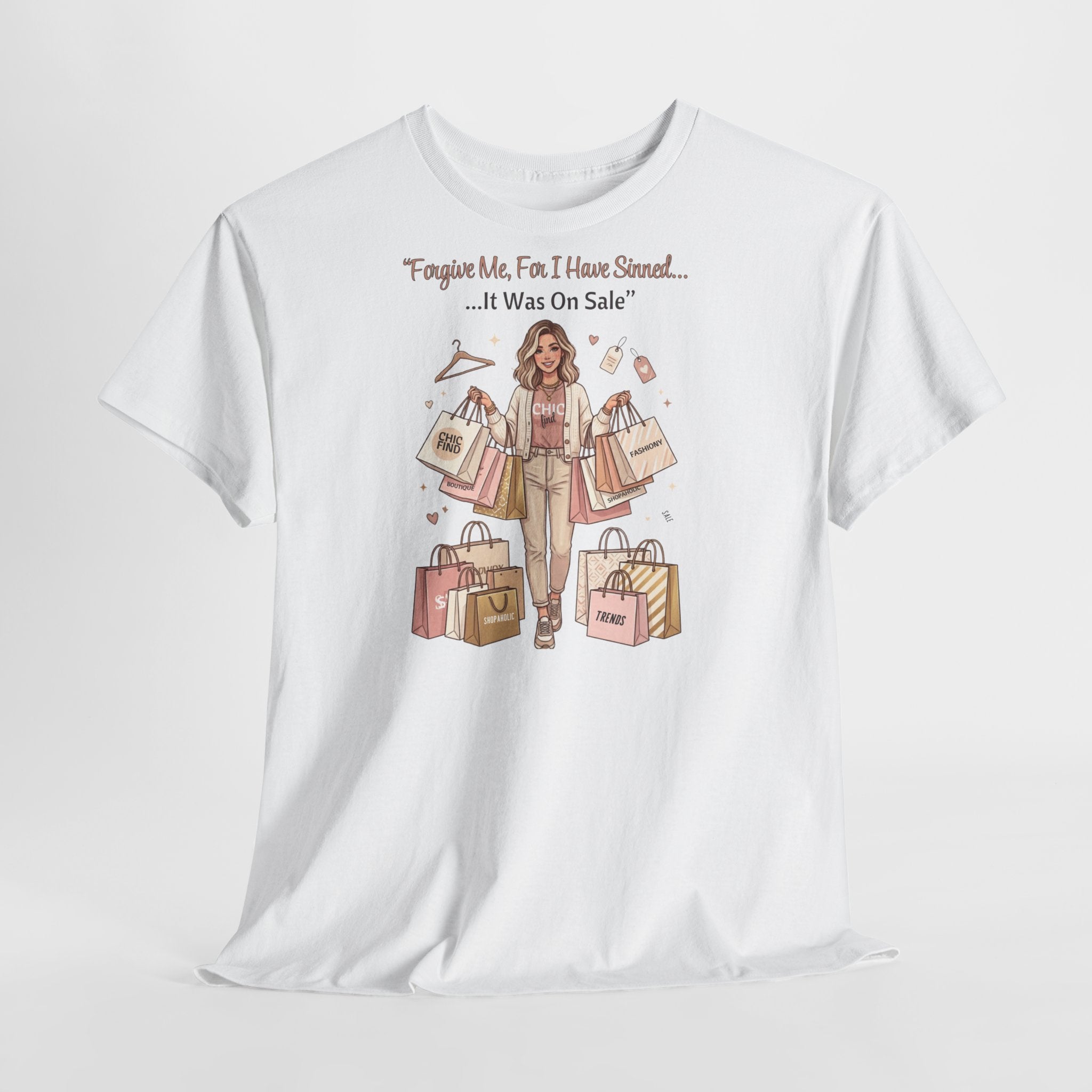 Unisex Heavy Cotton Tee, Forgive Me For I Have Sinned Funny Shopping Shirt, It Was On Sale Tee, Shopaholic Shirt, Retail Therapy Tee, Cute Fashion Shirt