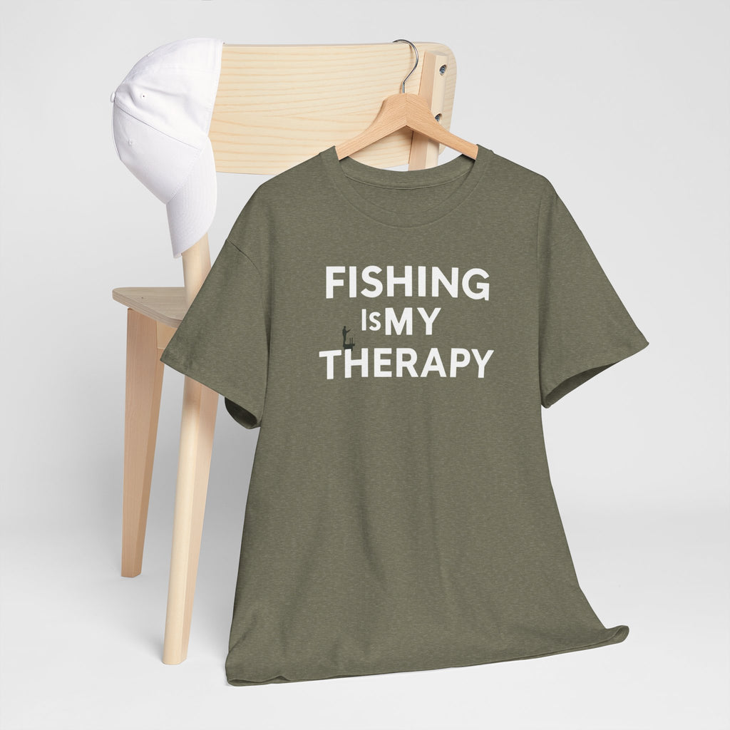 Unisex Heavy Cotton Tee, fishing is my  therapy