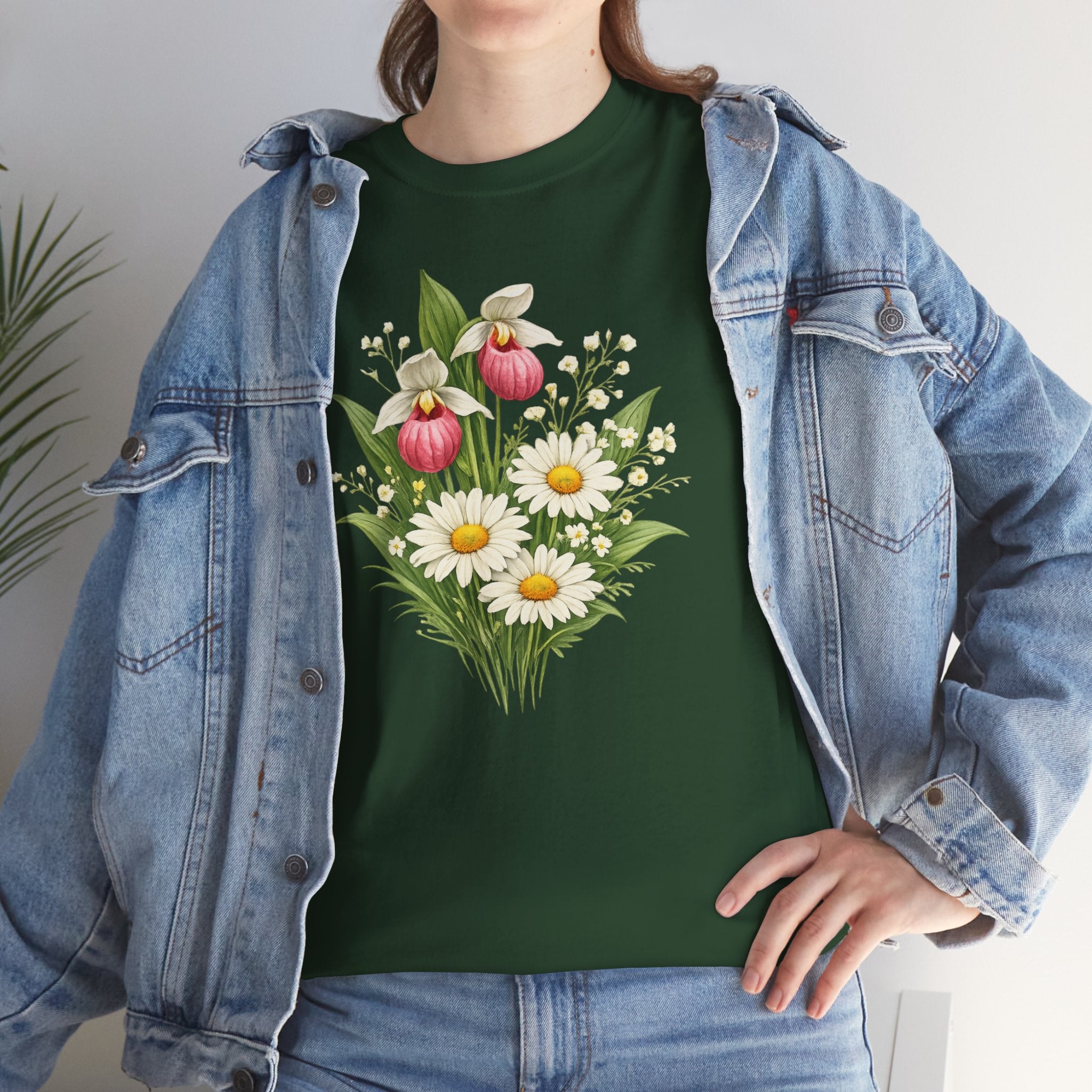 Unisex Heavy Cotton Tee, spring floral