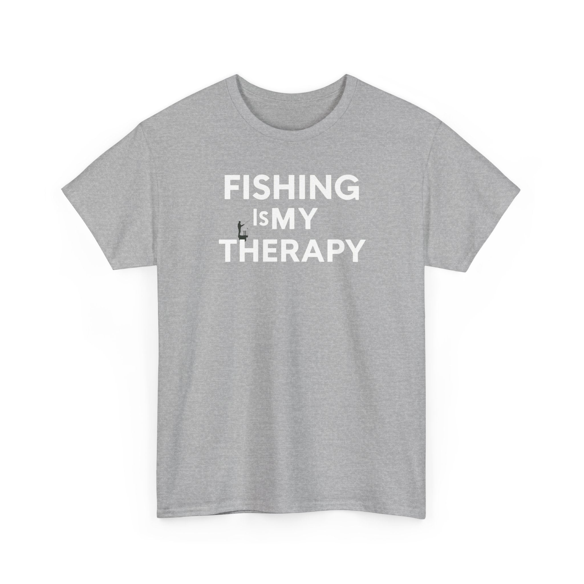 Unisex Heavy Cotton Tee, fishing is my  therapy