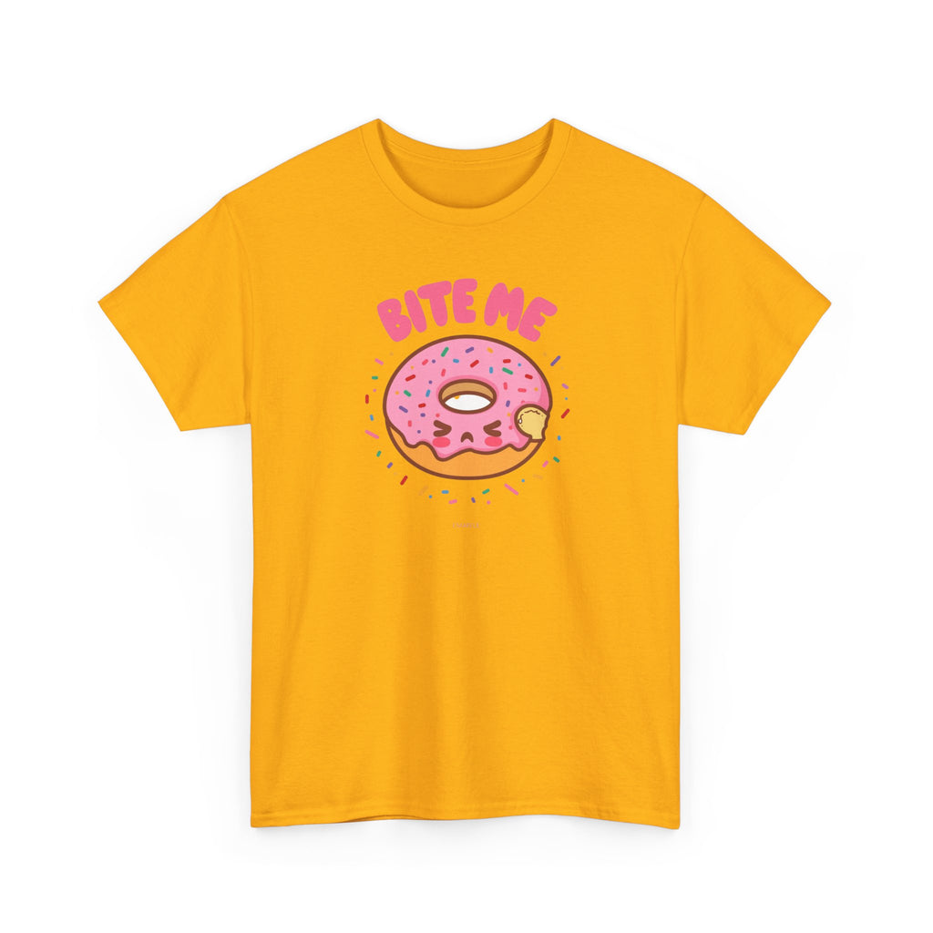 Unisex Heavy Cotton Tee,Bite Me Donut Shirt, Funny Food Tee, Cute Kawaii Donut T-Shirt, Sweet Humor Shirt, Bakery Lover Gift