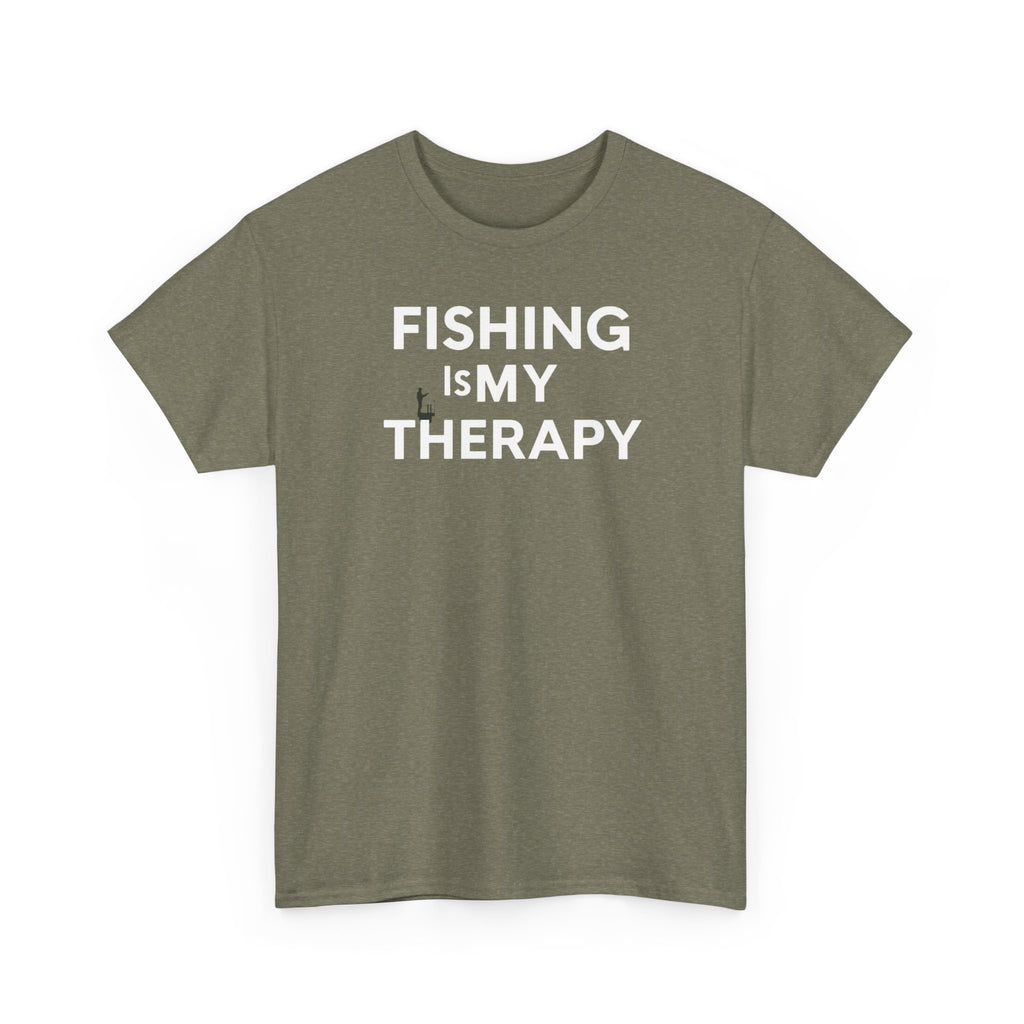 Unisex Heavy Cotton Tee, fishing is my  therapy
