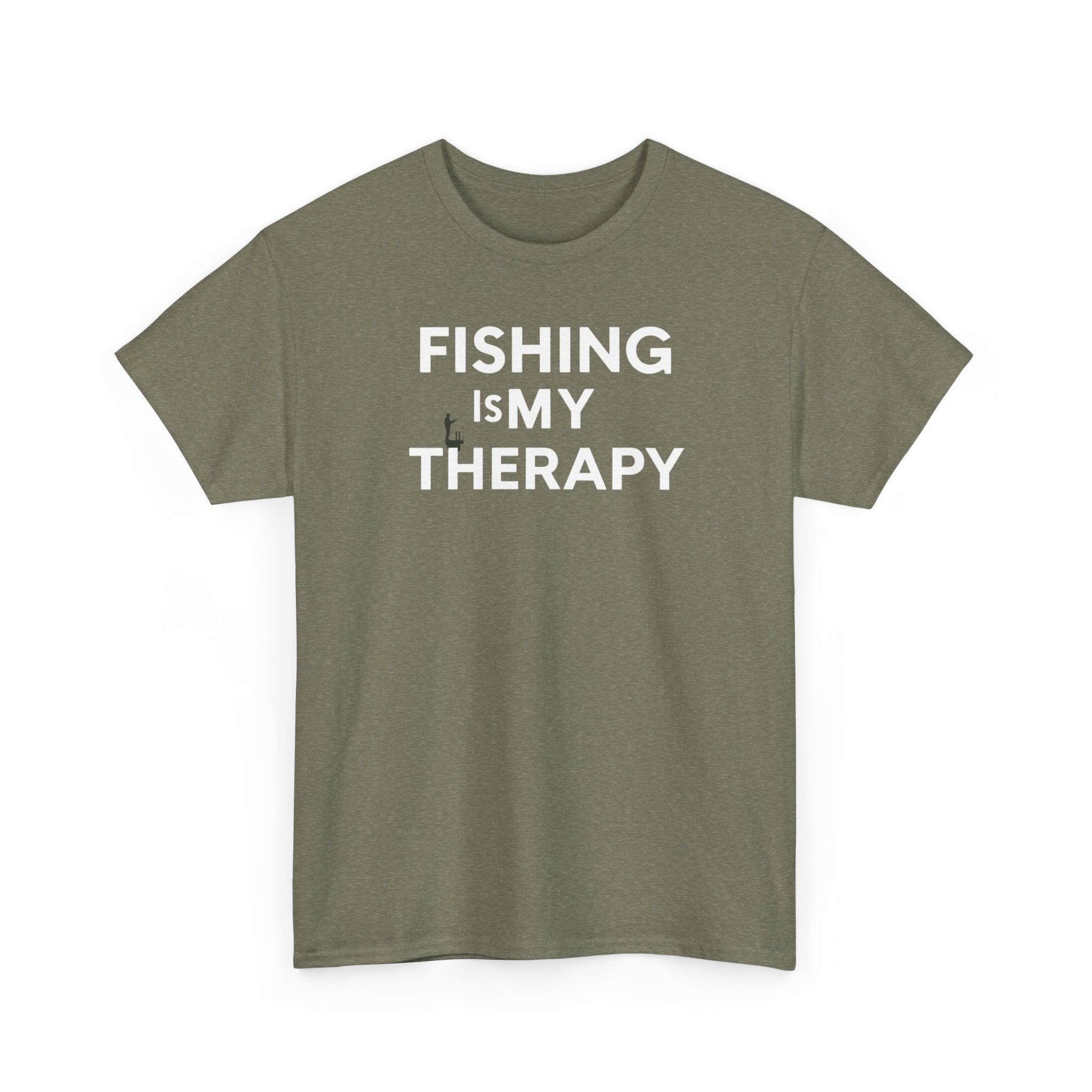 Unisex Heavy Cotton Tee, fishing is my  therapy