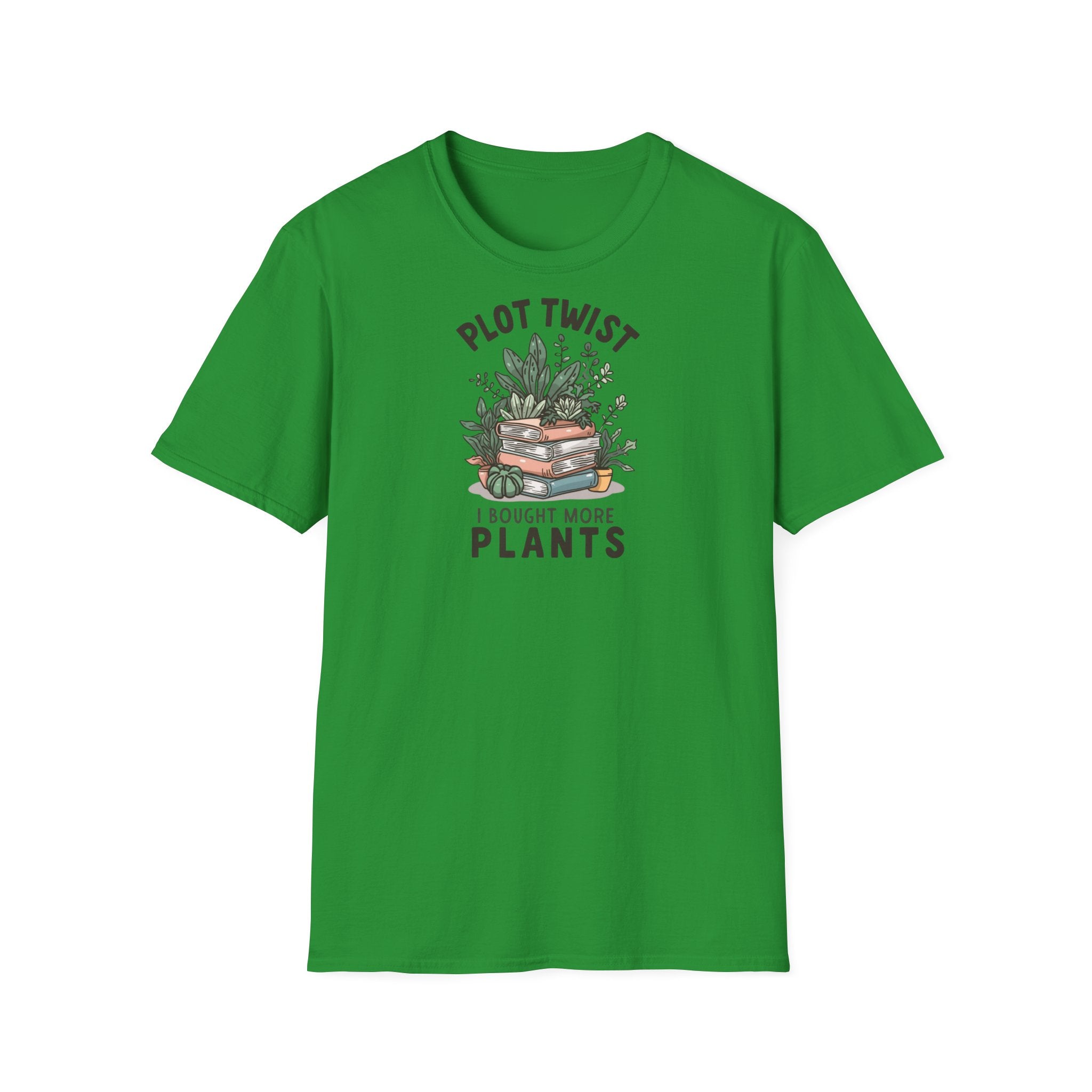 Unisex Softstyle T-Shirt,Plot Twist I Bought More Plants Shirt, Funny Plant Lover Tee, Book Lover Plant Mom Gift, Houseplant Humor T-Shirt