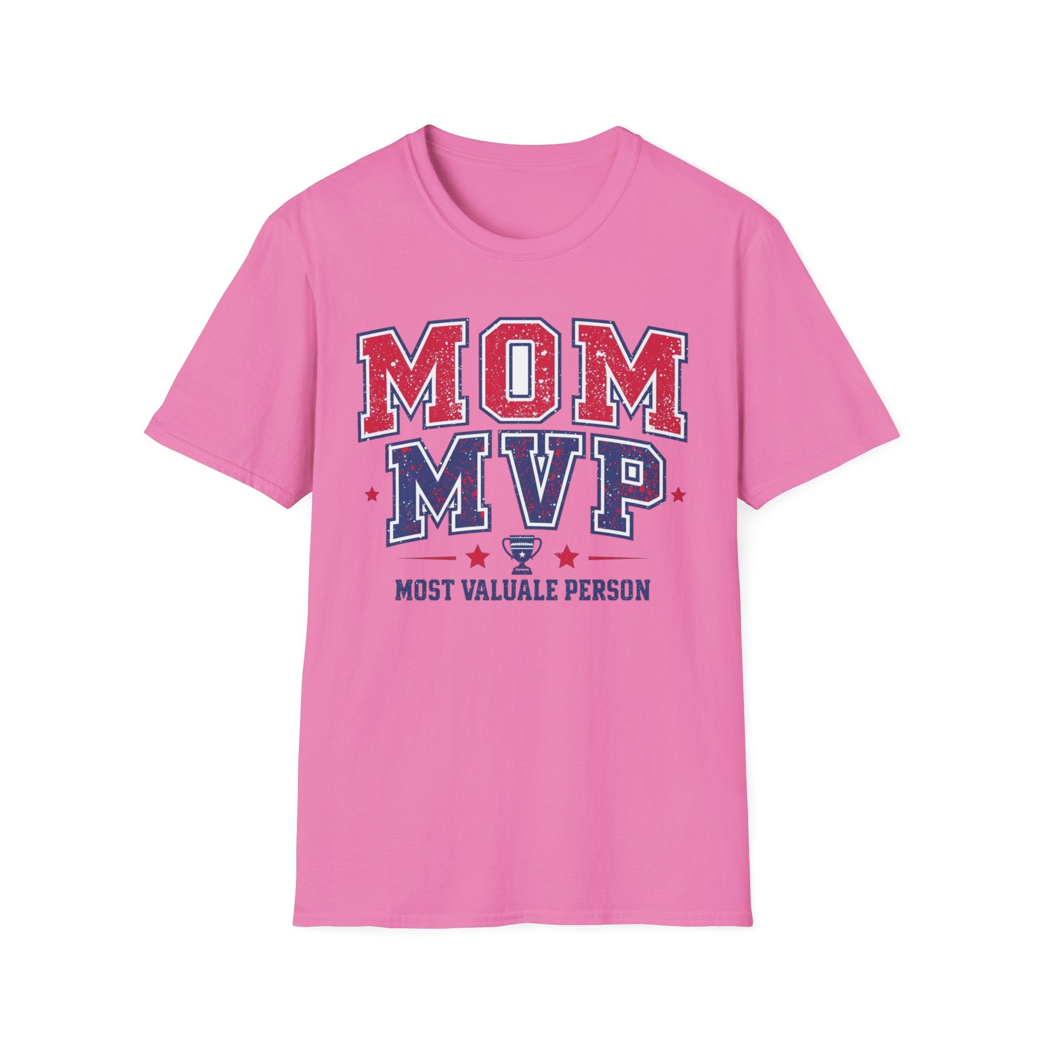 Unisex Softstyle T-Shirt, Mother’s Day Mom MVP Shirt, Most Valuable Mom T-Shirt, Sports Mom Gift, Baseball Football Mom Tee, Athletic Varsity Style Shirt