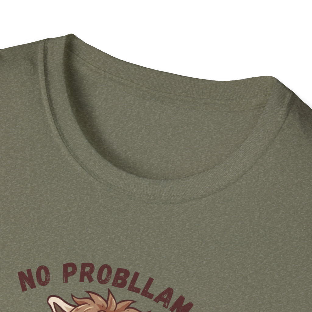 Unisex Softstyle T-Shirt, No Probllama Without Coffee Shirt, Funny Alpaca Coffee Tee, Sarcastic Morning Shirt, Coffee Addict Gift, Cute Animal Pun T-Shirt