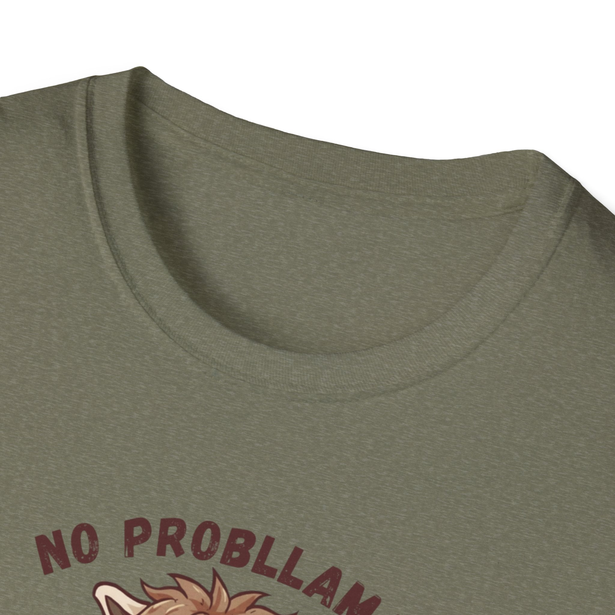 Unisex Softstyle T-Shirt, No Probllama Without Coffee Shirt, Funny Alpaca Coffee Tee, Sarcastic Morning Shirt, Coffee Addict Gift, Cute Animal Pun T-Shirt