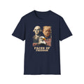 Unisex Softstyle T-Shirt, Faces Of Freedom Shirt, Washington Trump Patriotic Tee, American Eagle Flag Shirt, 4th of July Split Design USA Shirt