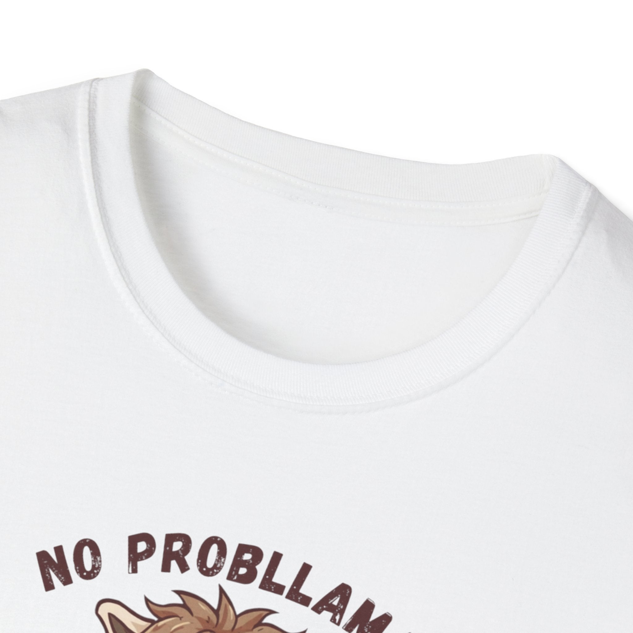 Unisex Softstyle T-Shirt, No Probllama Without Coffee Shirt, Funny Alpaca Coffee Tee, Sarcastic Morning Shirt, Coffee Addict Gift, Cute Animal Pun T-Shirt