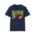 Unisex Softstyle T-Shirt, beachbums shirt, seagull and craps holding surf board