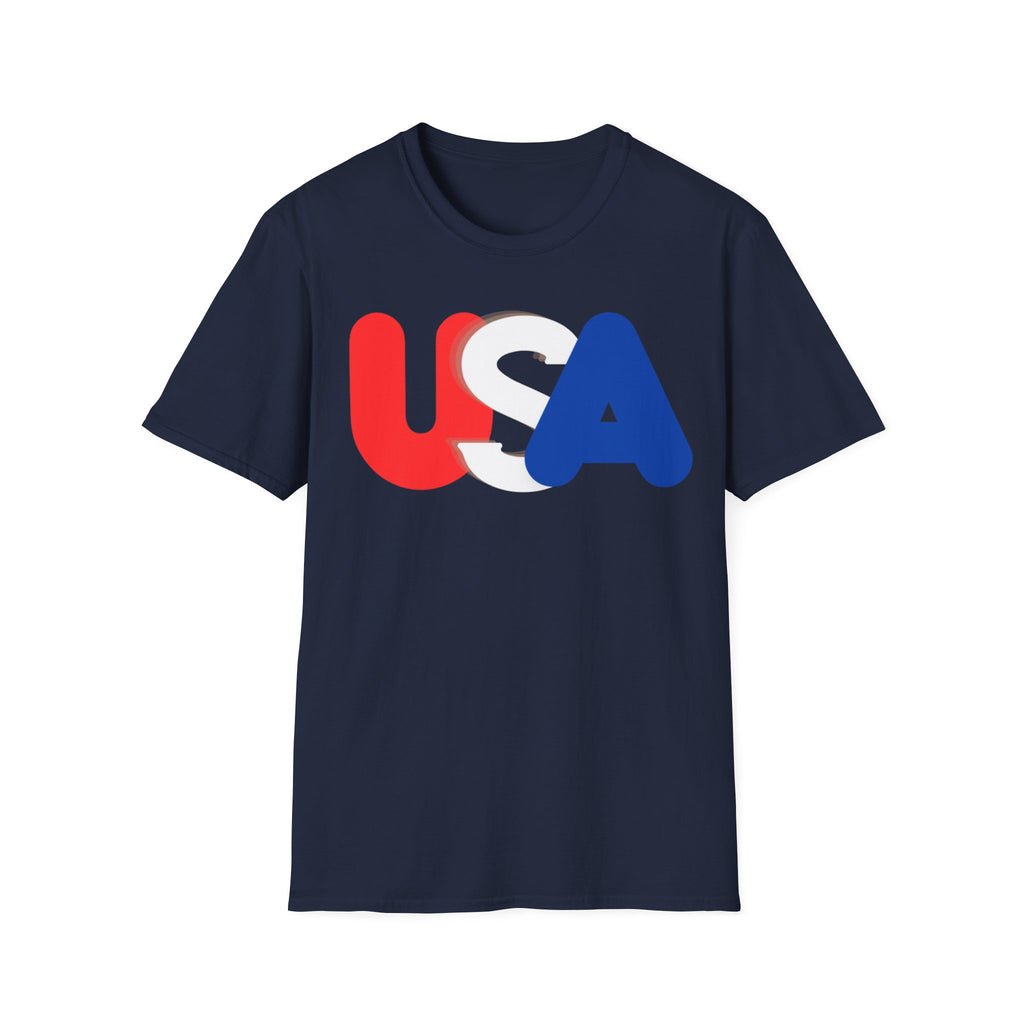Unisex Softstyle T-Shirt, red, white and blue USA shirt