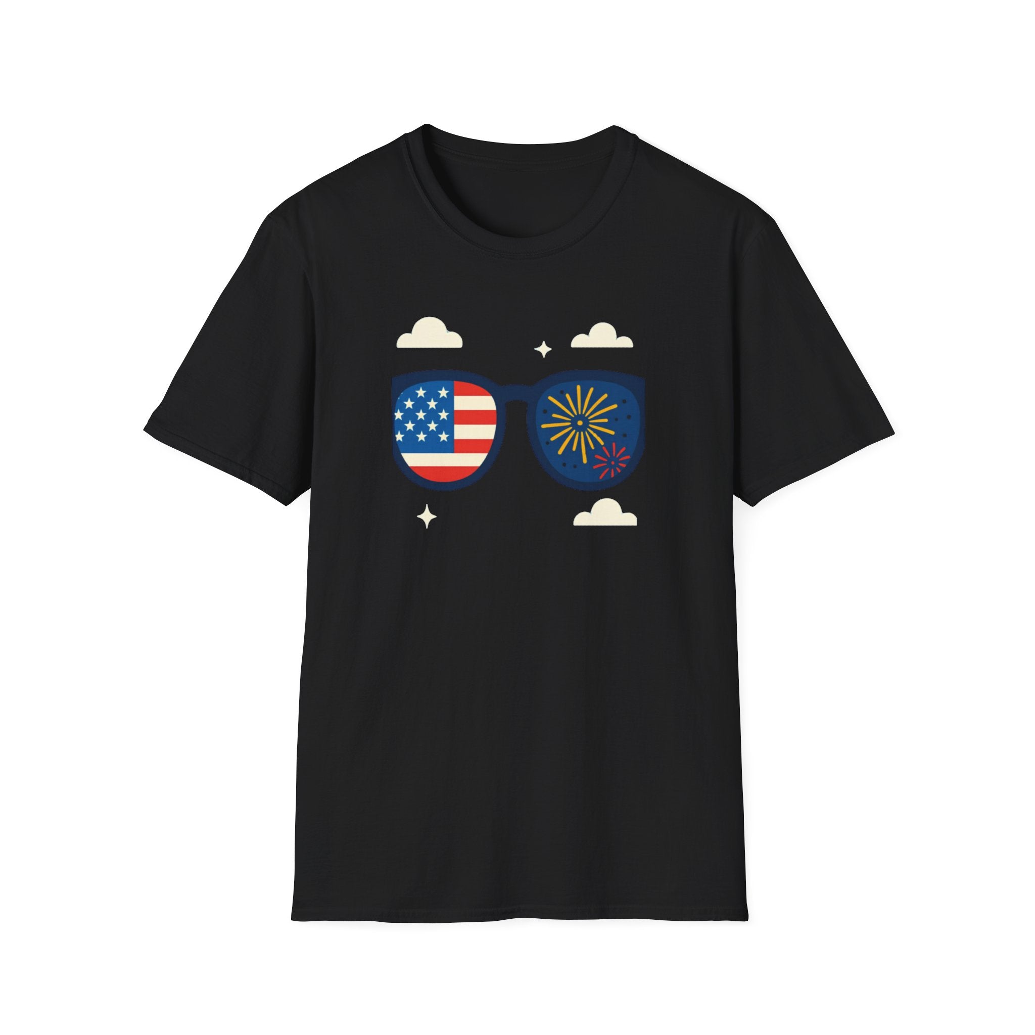 Unisex Softstyle T-Shirt, Happy Independence Day Cool USA Shirt, Patriotic Sunglasses Tee, Funny 4th of July Shirt