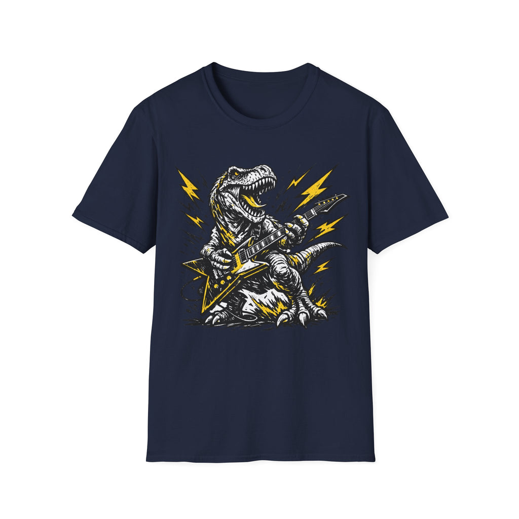 Unisex Softstyle T-Shirt, t-rex playing guitar