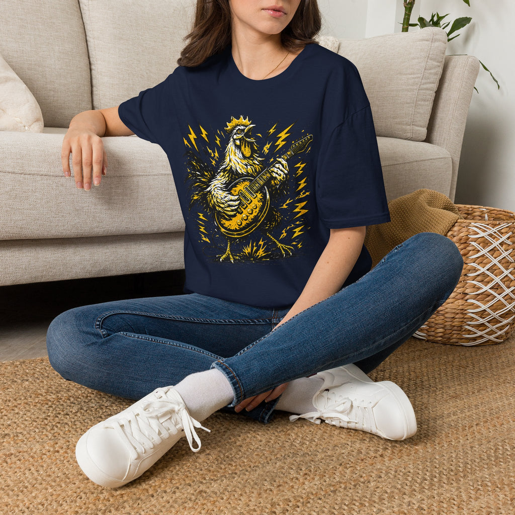 Unisex Softstyle T-Shirt, rooster playing guitar