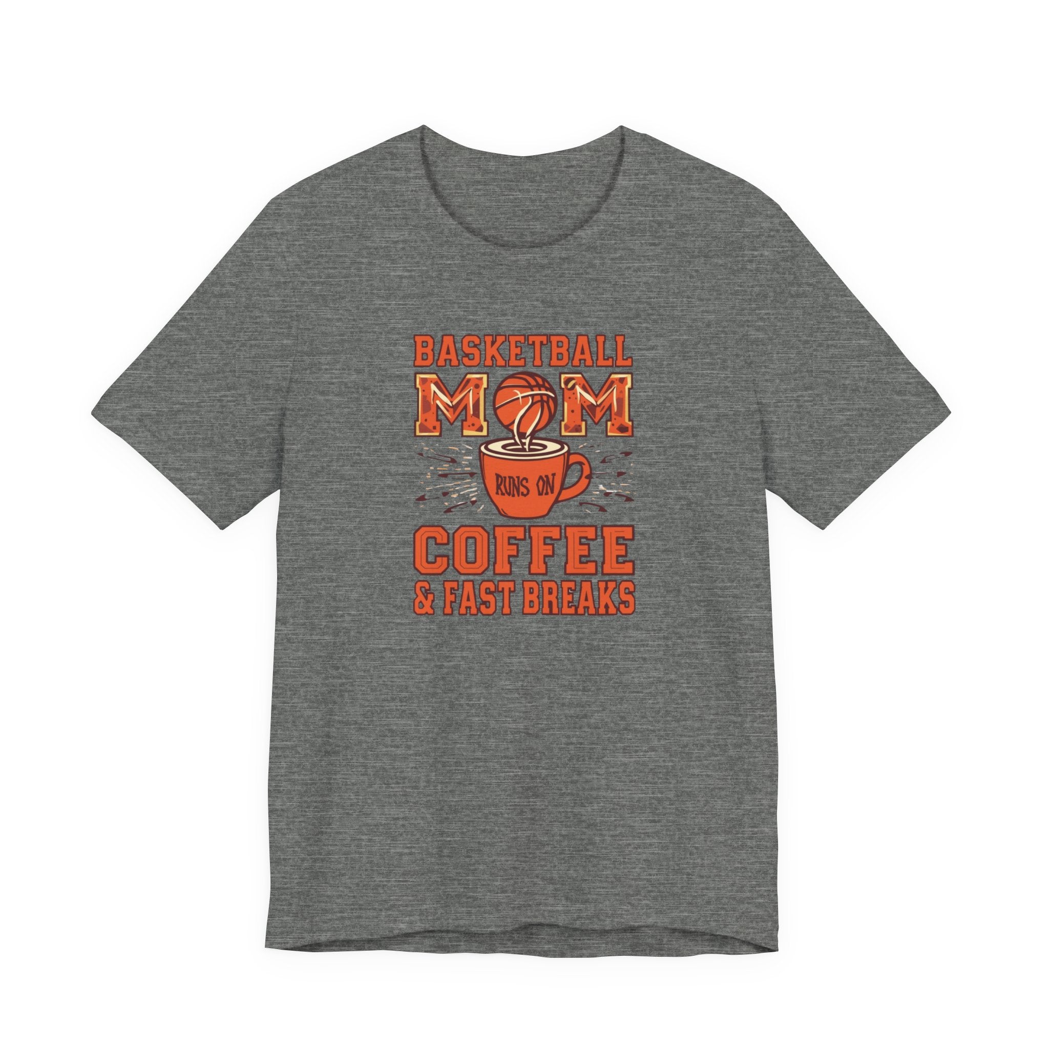 Unisex Jersey Short Sleeve Tee, Basketball Mom Shirt Runs on Coffee and Fast Breaks, Funny Sports Mom Tee, Mother’s Day Gift for Basketball Mom