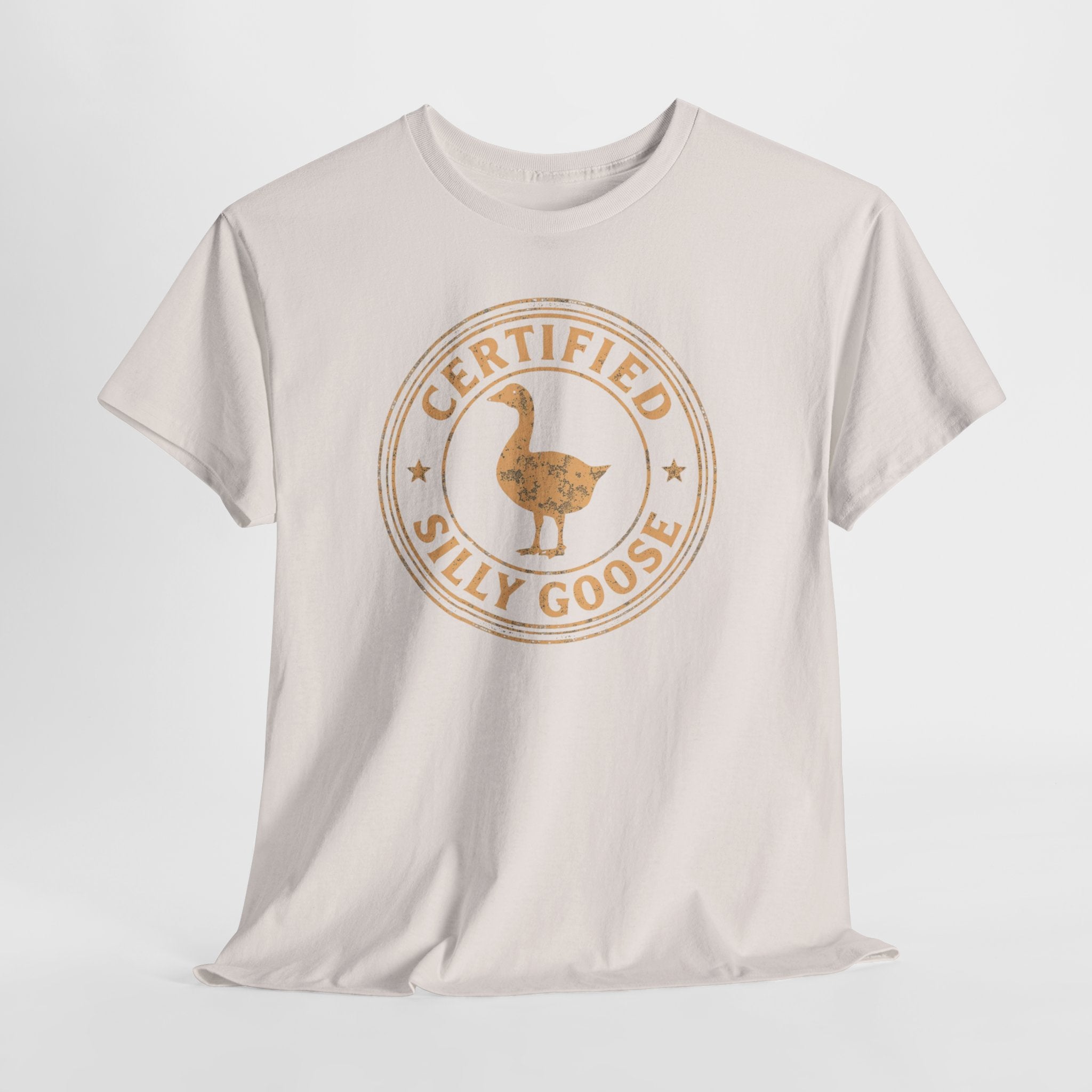 Unisex Heavy Cotton Tee, Certified Silly Goose Shirt, Funny Badge Tee, Goose Humor Shirt, Retro Stamp Design Shirt, Gift Idea