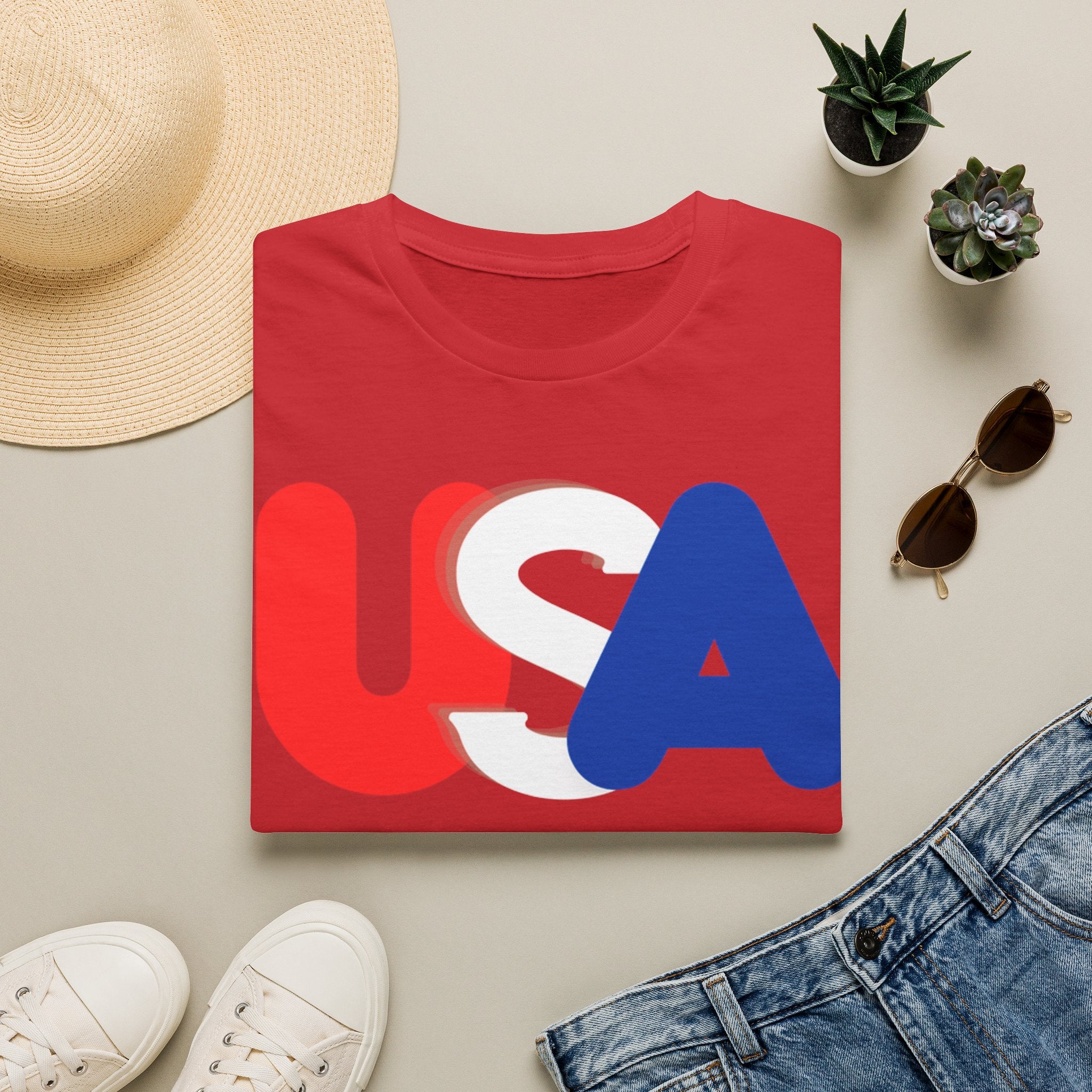 Unisex Softstyle T-Shirt, red, white and blue USA shirt