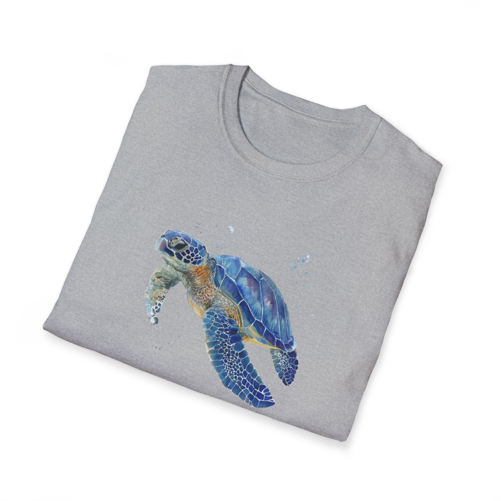 Unisex Softstyle ,T-Shirt Water Color Sea Turtle
