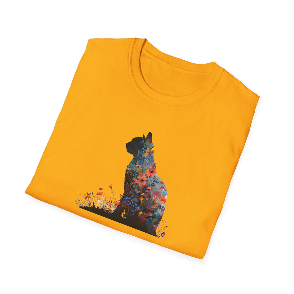 Unisex Softstyle T-Shirt, Floweral Cat