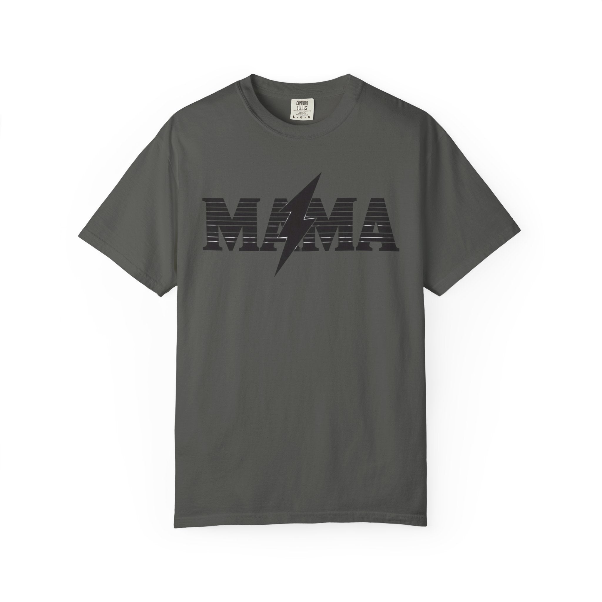 Unisex Garment-Dyed T-shirt, Mama Lightning Bolt Shirt, Minimalist Mama Tee, Trendy Mom Shirt