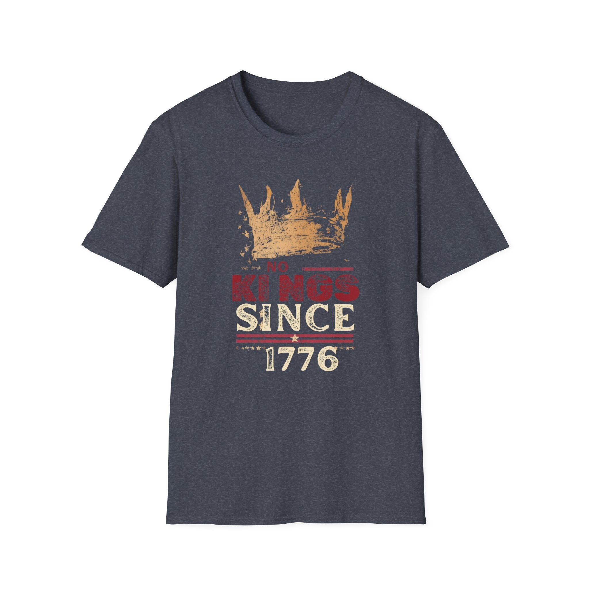 Unisex Softstyle T-Shirt, No King Since 1776 Shirt, Patriotic Anti King Tee, 1776 America Shirt, Freedom Not Monarchy Shirt, USA Flag Vintage Tee