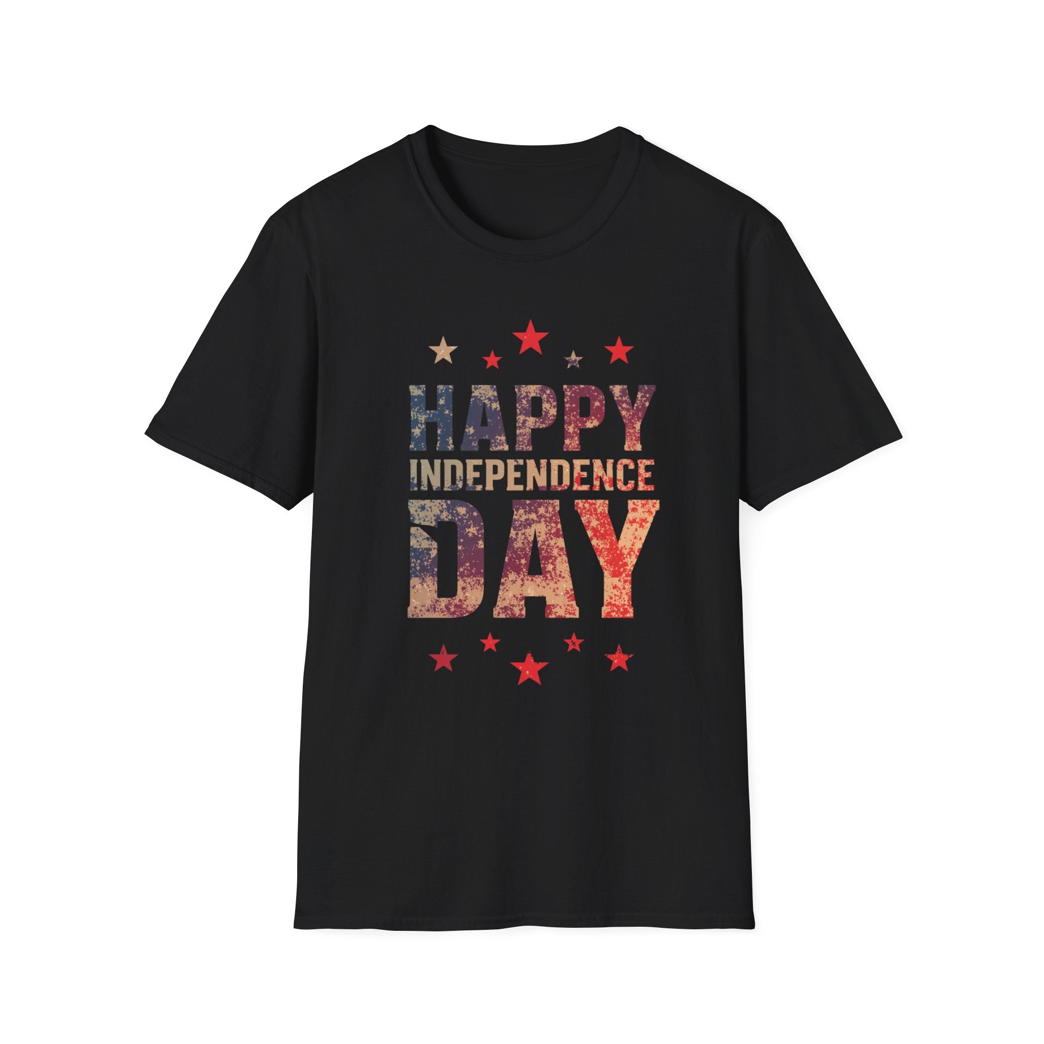 Unisex Softstyle T-Shirt, Happy Independence Day Minimal Shirt, Modern Patriotic Tee, Simple USA Shirt