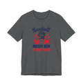 Unisex Jersey Short Sleeve Tee, Baseball Mom Shirt Messy Bun & Home Runs, Cute Sports Mom Tee, Mother’s Day Gift for Baseball Mom, Game Day Shirt