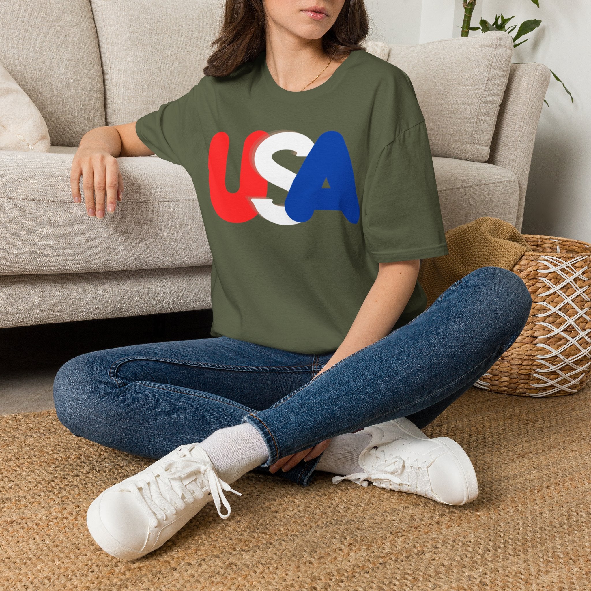 Unisex Softstyle T-Shirt, red, white and blue USA shirt