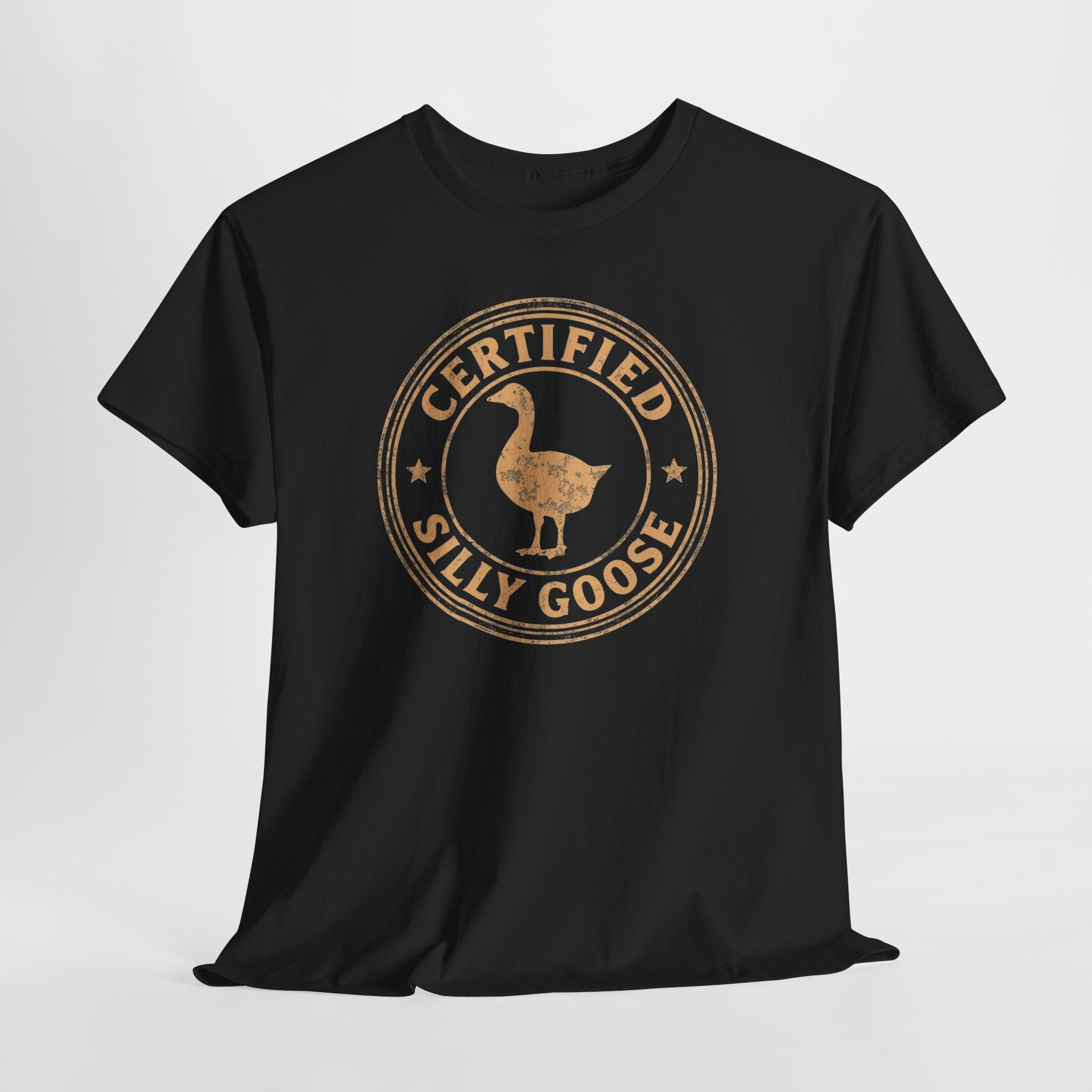 Unisex Heavy Cotton Tee, Certified Silly Goose Shirt, Funny Badge Tee, Goose Humor Shirt, Retro Stamp Design Shirt, Gift Idea