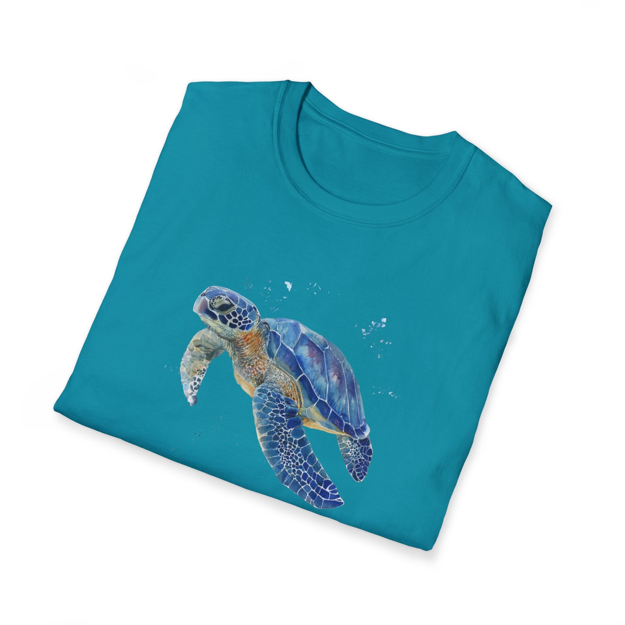 Unisex Softstyle ,T-Shirt Water Color Sea Turtle