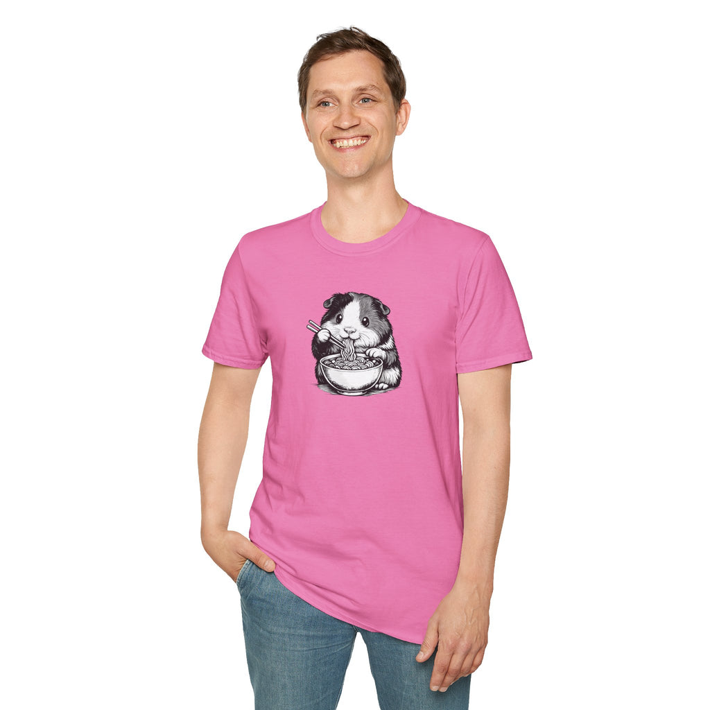 Unisex Softstyle T-Shirt, guinea pig eating ramen