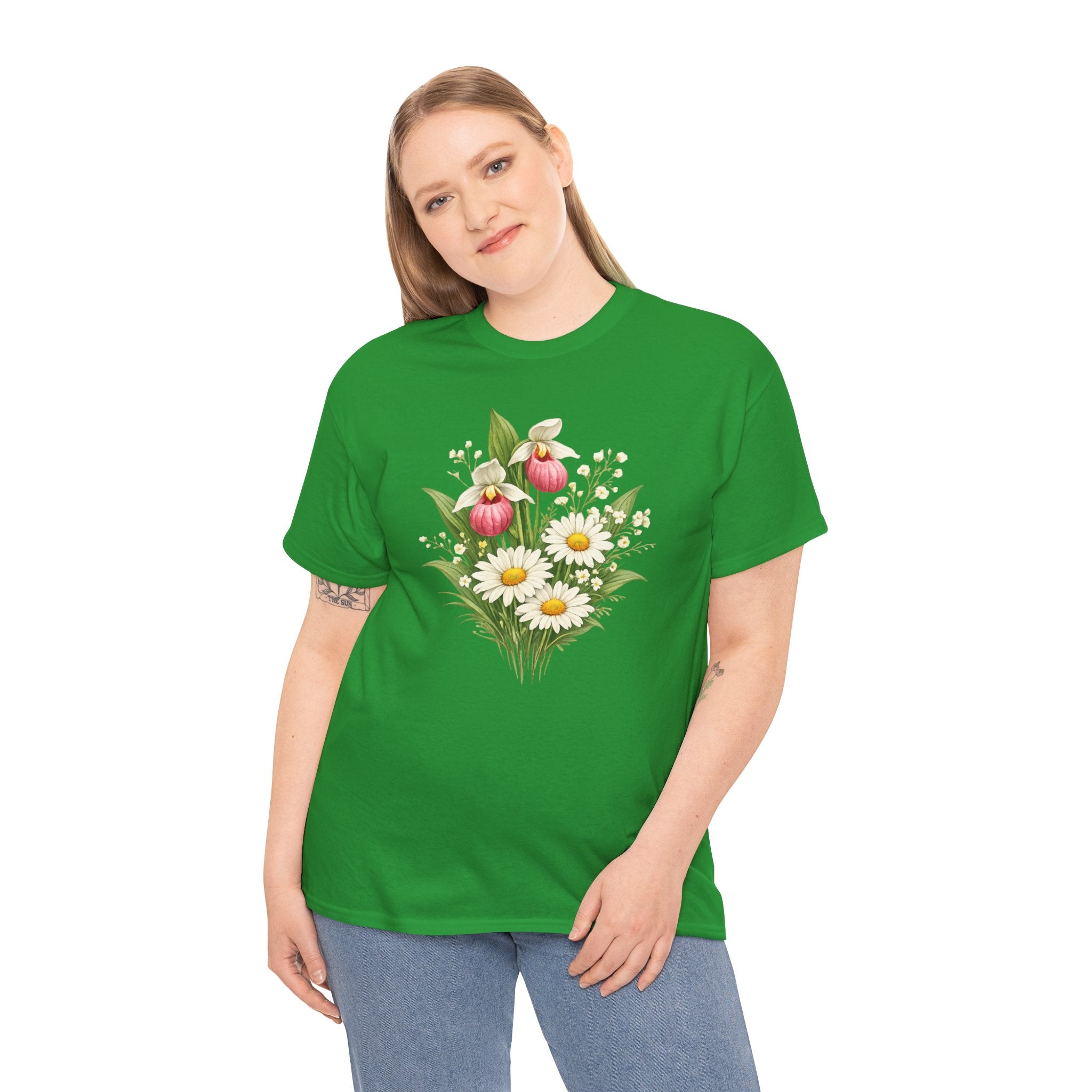 Unisex Heavy Cotton Tee, spring floral