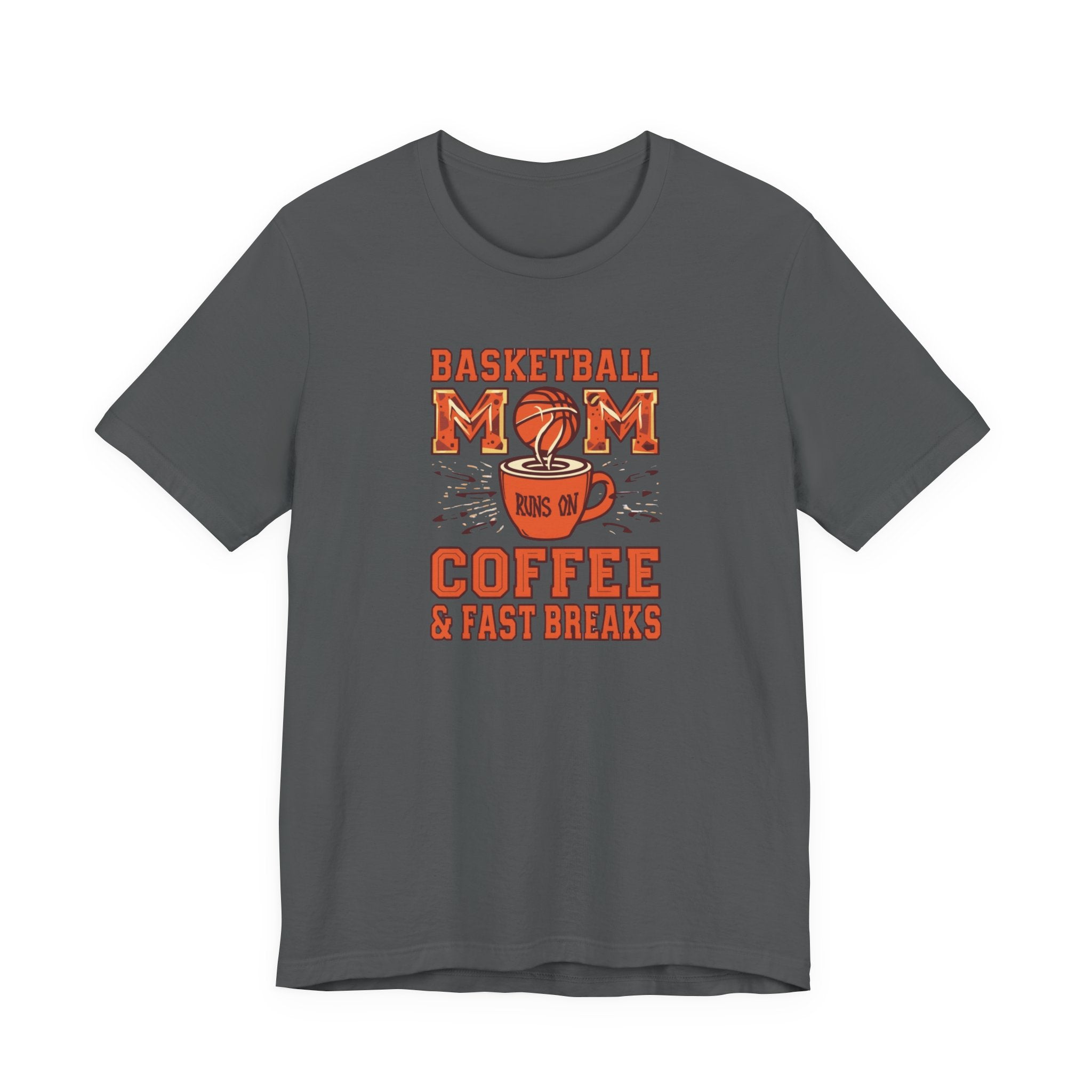 Unisex Jersey Short Sleeve Tee, Basketball Mom Shirt Runs on Coffee and Fast Breaks, Funny Sports Mom Tee, Mother’s Day Gift for Basketball Mom