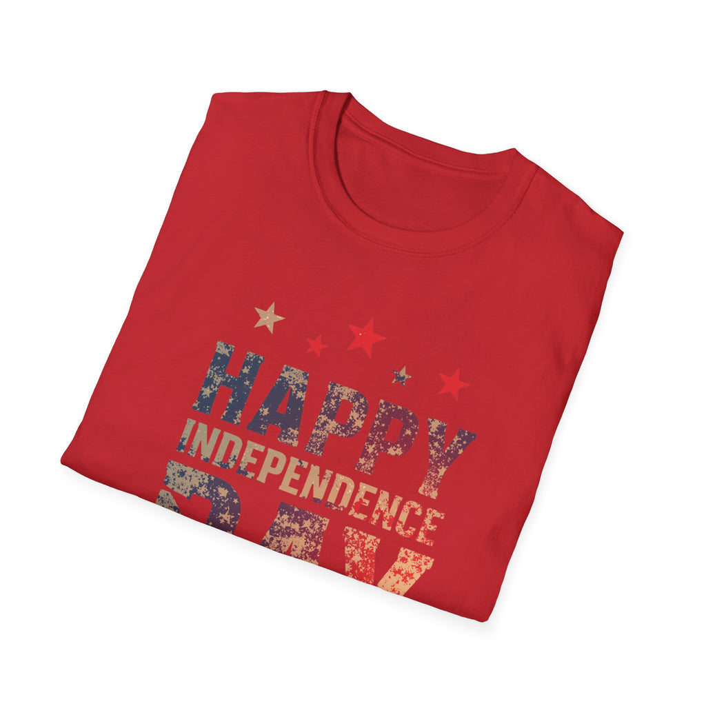 Unisex Softstyle T-Shirt, Happy Independence Day Minimal Shirt, Modern Patriotic Tee, Simple USA Shirt