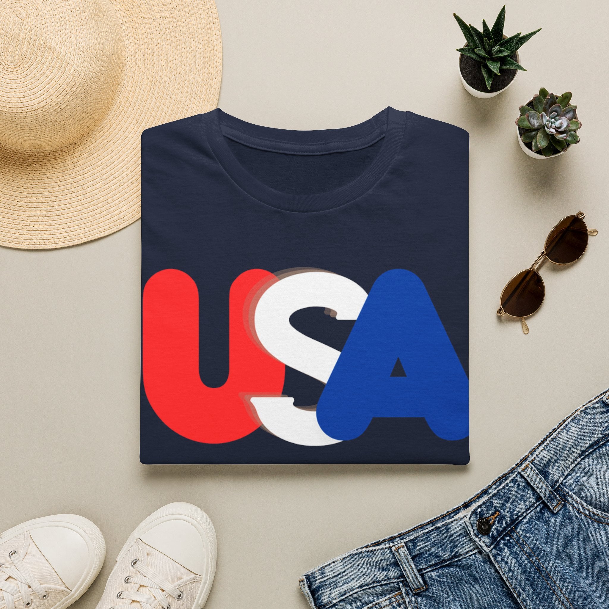 Unisex Softstyle T-Shirt, red, white and blue USA shirt