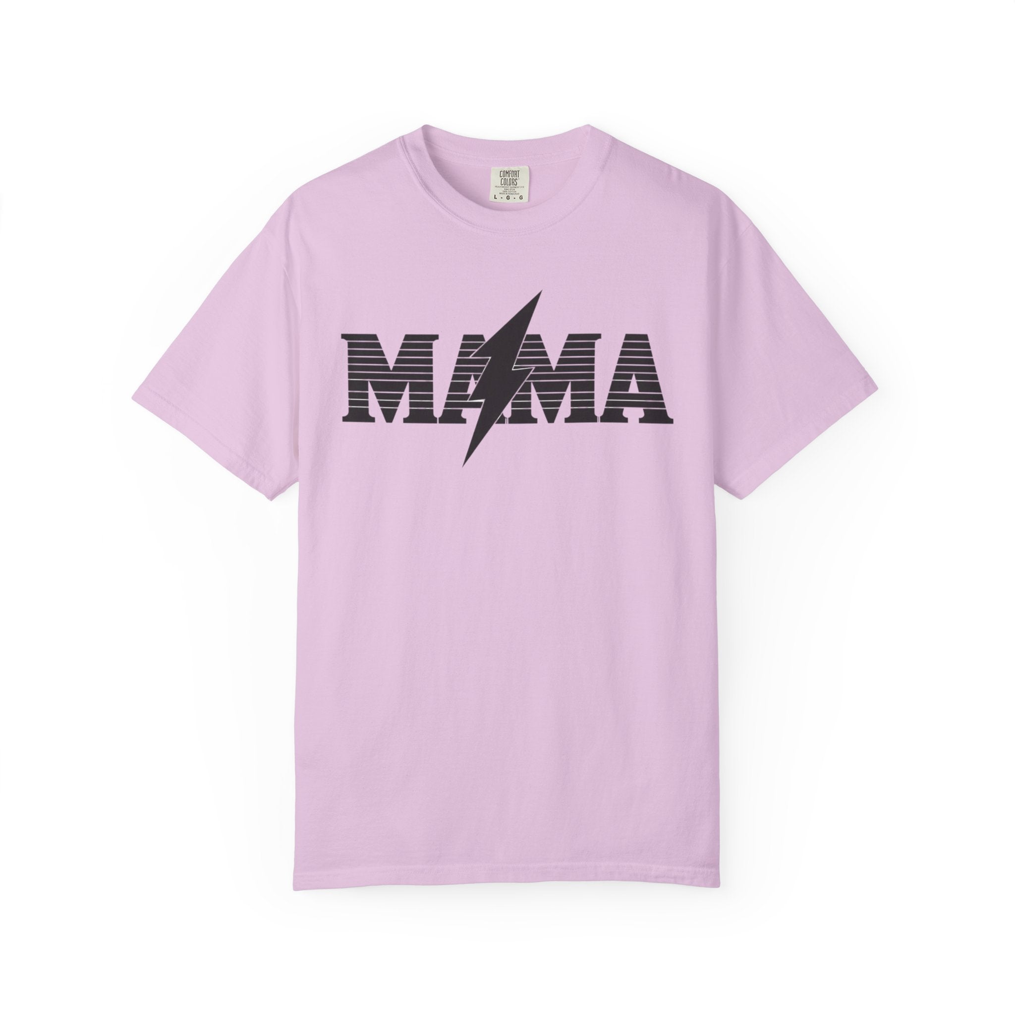 Unisex Garment-Dyed T-shirt, Mama Lightning Bolt Shirt, Minimalist Mama Tee, Trendy Mom Shirt