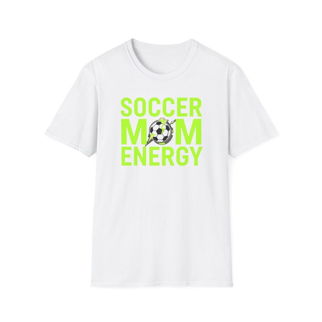 Unisex Softstyle T-Shirt, Soccer Mom Energy Shirt, Trendy Sports Mom Tee, Funny Soccer Mom Gift, Mother’s Day Shirt, Minimalist Athletic Mom
