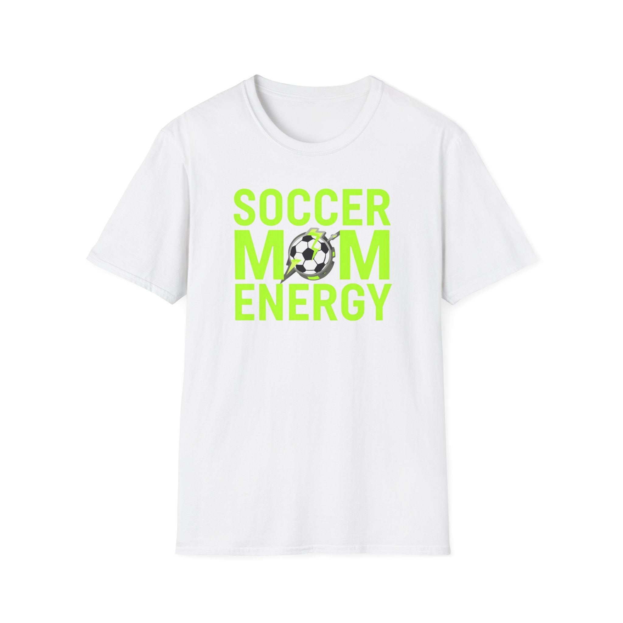 Unisex Softstyle T-Shirt, Soccer Mom Energy Shirt, Trendy Sports Mom Tee, Funny Soccer Mom Gift, Mother’s Day Shirt, Minimalist Athletic Mom