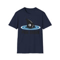 Unisex Softstyle T-Shirt, Minimalist Pool Shark Shirt, Modern Shark Billiards Tee, Simple Cue Sports Graphic