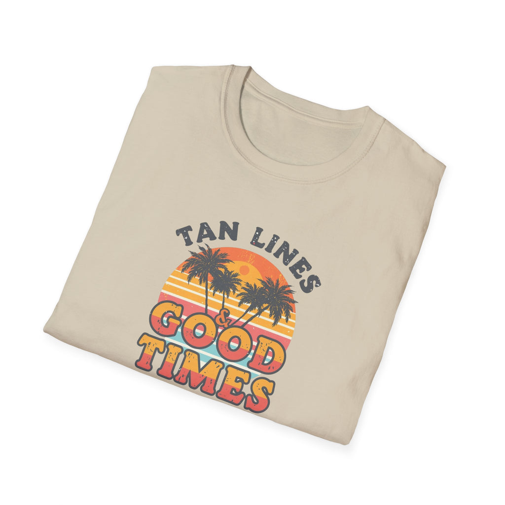 Unisex Softstyle T-Shirt, tan lines good times