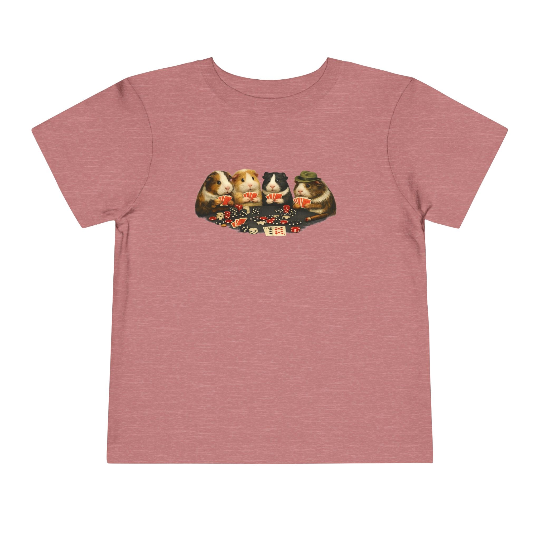 Toddler Short Sleeve Tee,Guinea Pig Meme Shirt, Animals Playing Cards Graphic Tee Funny Pet Lover Shirt, Guinea Pigs Playing Poker Design